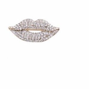 Fashion Jewelry Sparkling Silver Lip Brooch